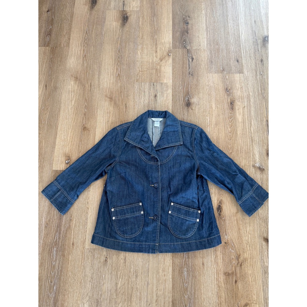VTG Y2K City Blues by‎ Koret Denim Jacket Womens PS Blue Button Front Chore Coat
